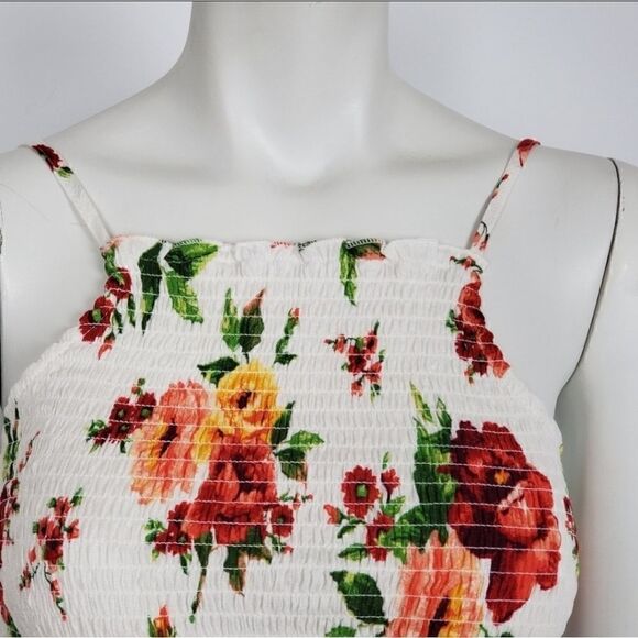 Ambiance Women's Tank Top White, Yellow Floral Print Spaghetti Strap Hal… - Picture 4 of 5